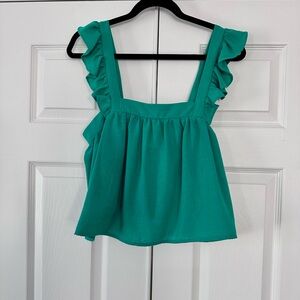 Sienna Sky Green Ruffle Strap Women's Top Size Large